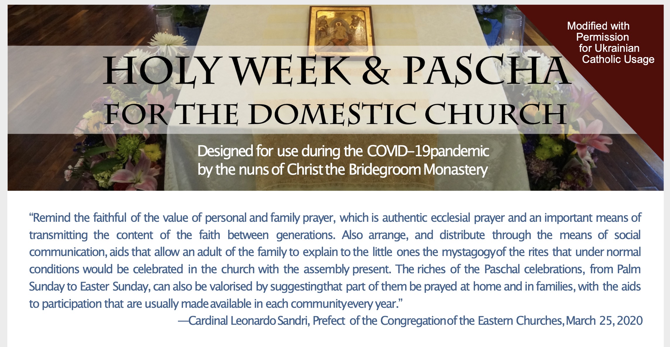 Domestic Church: Helpful Guide for Holy Week and Pascha (Easter)